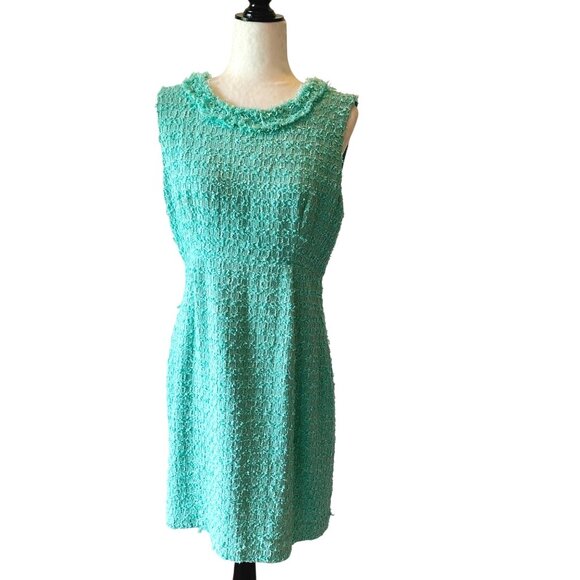 Kate Spade New York Sleeveless Tweed Textured Sheath Dress Size 12 Teal - Picture 1 of 16